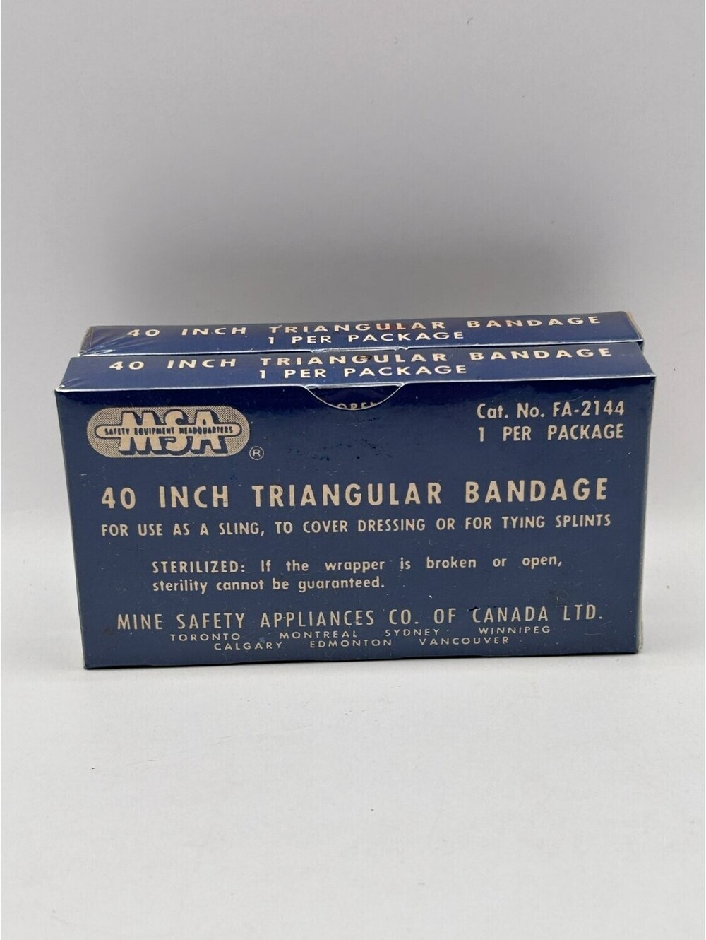 Msa Cat. No. FA-2144 Triangular Bandage Mid-century 101.6 Cm Blue